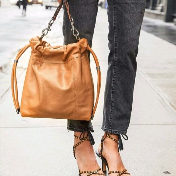 NWT - Rebecca Minkoff - Alex Slouchy Leather Shoulder Bag - Military - Tan - Picture 3 of 16